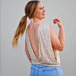 Sequin Open Back Tank